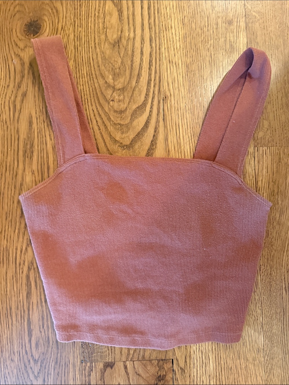Abercrombie & Fitch Ribbed Square-Neck Crop Top in Dusty Rose